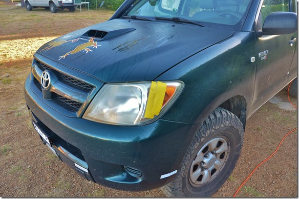 a1840 so sah der Frosch aus vor dem reparieren = er bekam einen neuen Scheinwerfer, denn auf dem Weg nach hamburg ist ein Stein durch die Scheibe gefolgen gekommen